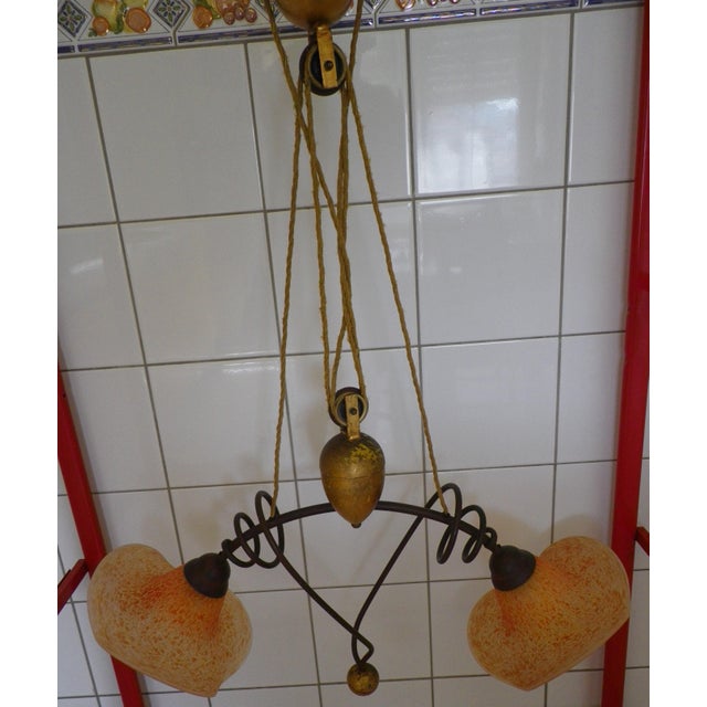 Counterweight Pendant Light in Gold-Plated Metal, 1970s For Sale - Image 10 of 18