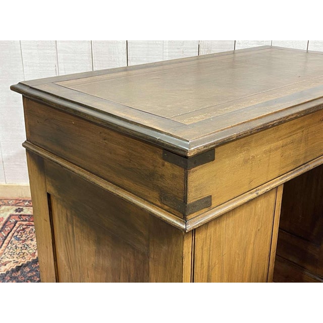 English Desk in Walnut with Oak and Leather Top For Sale - Image 18 of 18