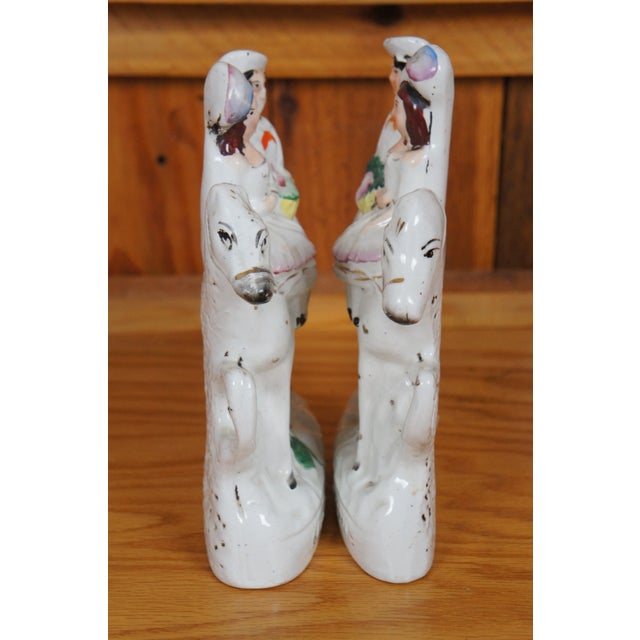 Antique Staffordshire Going to Market Returning Home Horseback Figurines- Set of 2 For Sale - Image 6 of 12