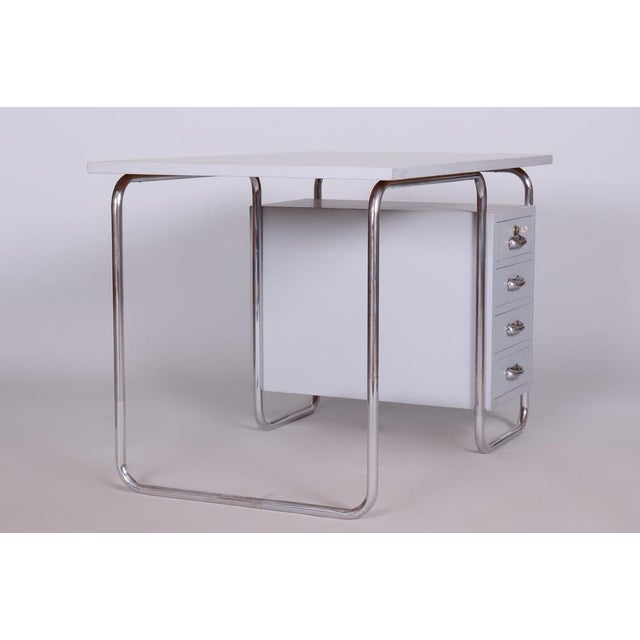 Bauhaus Lacquered Wood Writing Desk & Chair attributed to Hynek Gottwald, 1930s, Set of 2 For Sale - Image 14 of 18