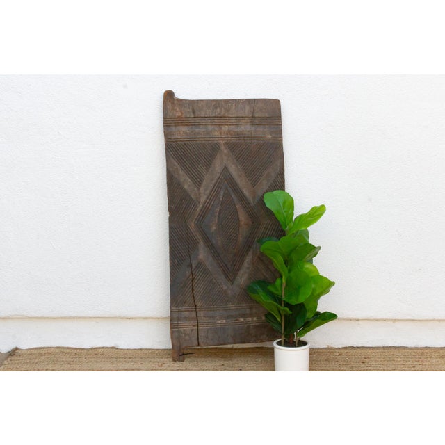 Wood Antique Charcoal Gray Igbo Carved Door For Sale - Image 7 of 7
