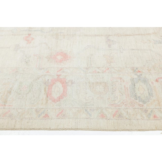 Textile 10x14 Ethereal Blush & Cream Modern Oushak Style Wool Area Rug For Sale - Image 7 of 12