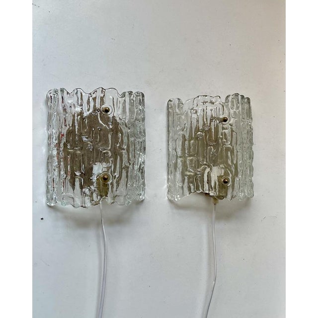 Crystal Ice Glass Wall Sconces by Carl Fagerlund for Orrefors, 1960s, Set of 2 For Sale - Image 10 of 10