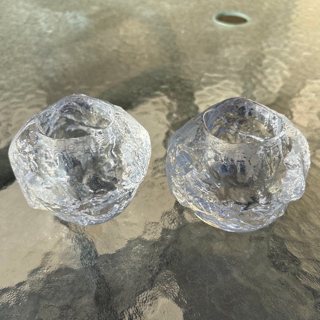 1970's Kosta Boda Snowball Candleholders-set of 2. These candleholders are beautiful, they look like they have light...