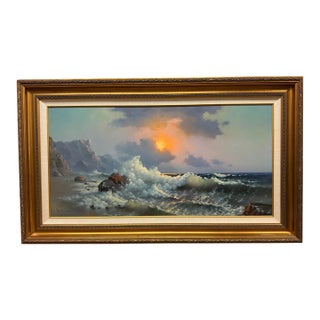 Wendell Brown's 'Surf's Up' Oil Painting, Framed For Sale