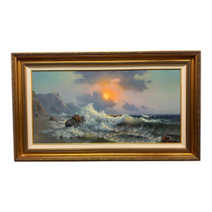 Wendell Brown's 'Surf's Up' Oil Painting, Framed