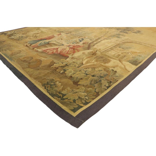 Rococo Antique French Aubusson Pastoral Tapestry - 07'06 X 09'00 For Sale - Image 3 of 9