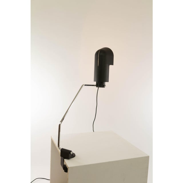 1970s Black Pala Clamp Table Lamp by Corrado and Luigi Aroldi for Luci, 1970s For Sale - Image 5 of 11