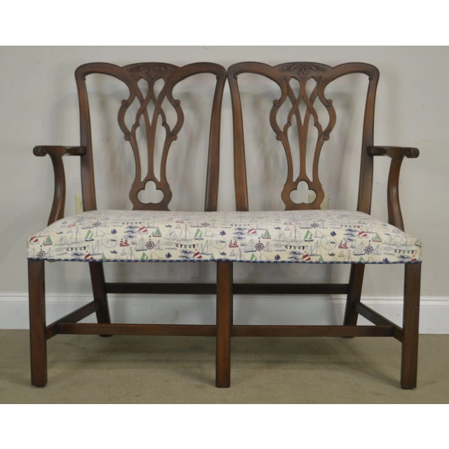 Kittinger Chippendale Style Mahogany Double Back Settee A For Sale - Image 10 of 12