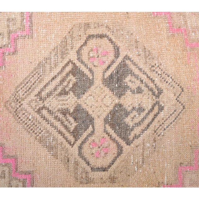 Vintage Turkish Hand-Knotted Wool Cotton Beige Runner For Sale - Image 6 of 9
