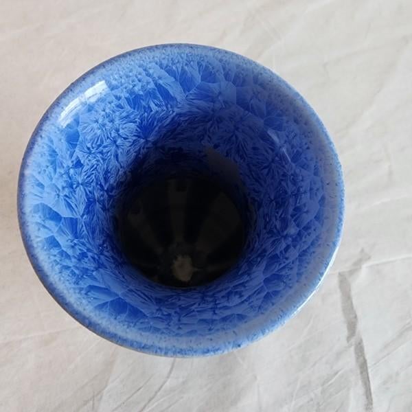 1980s Masterwork Macro-Crystalline Cobalt Porcelain Vessel - Studio Signed #1846 For Sale - Image 5 of 14
