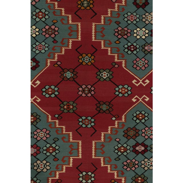 Antique Persian Kilim Rug in Burgundy & Blue Geometric Pattern For Sale In New York - Image 6 of 8