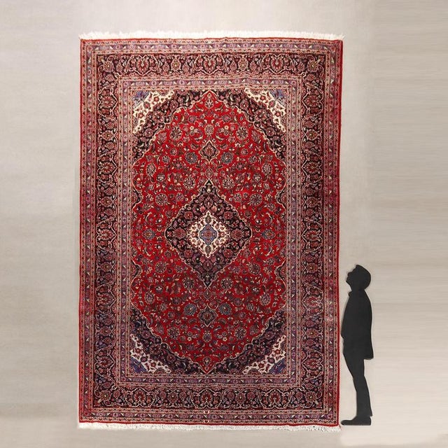 Keshan rug in cotton and wool, large knot, hand-made. This piece is attributed to the mentioned designer/maker. It has no...