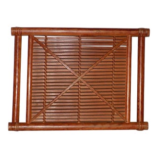 Vintage Bamboo Slatted Coffee Table Serving Tray For Sale