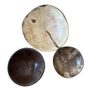Vintage Sterling Silver Handmade Bowls With Coconut Shell- Set of 3 For Sale