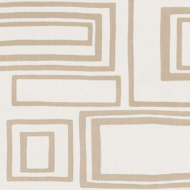 Abstract Sample - Schumacher X Vera Neumann Large Open Boxes Fabric in Natural For Sale - Image 3 of 3