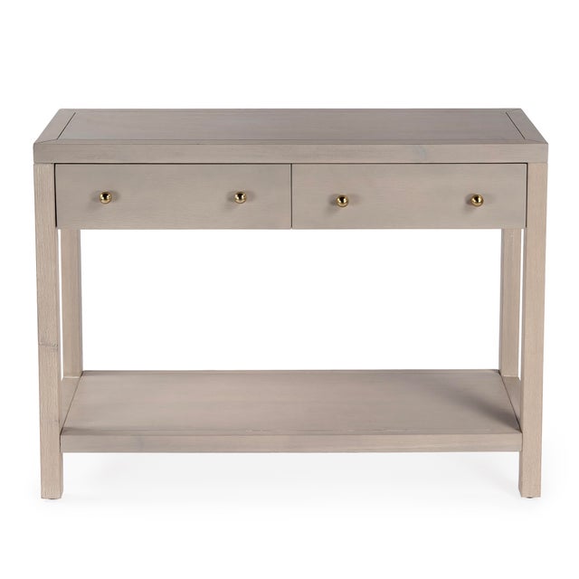 Nora 40 in. W Rectangular Wood 2 Drawer Console Table with Lower Open Shelf, Antique Taupe For Sale In Chicago - Image 6 of 11