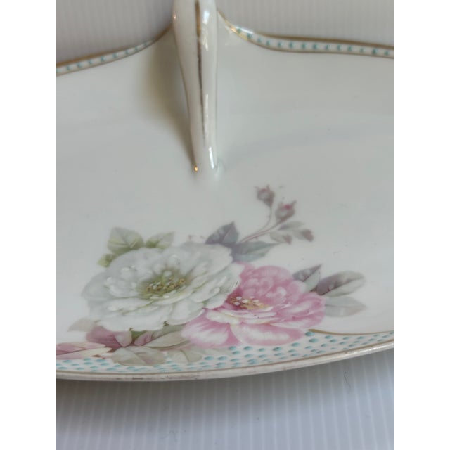 Antique Sign Pt Bavaria Germany Tirschenreuth Floral Hand Painted Serving Dish With Handle For Sale - Image 14 of 14