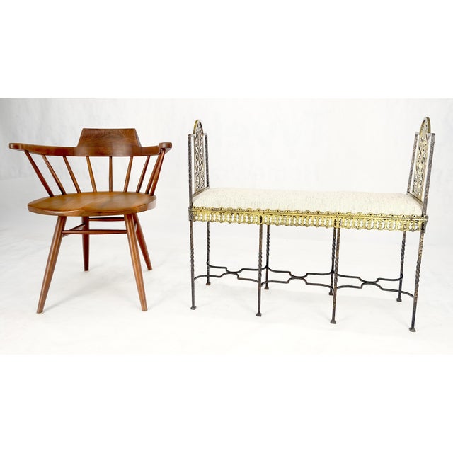 Metal Antique Solid Brass & Steel Fine Gothic Style Compact Decorative Window Bench For Sale - Image 7 of 8