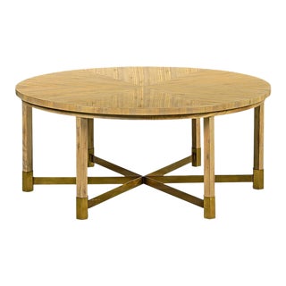 Modern Round Coffee Table in Oatmeal Finish For Sale