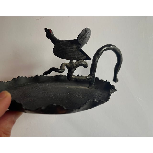 American Antique Early 20th Century American Arts & Crafts Bronzed Iron Turkey Bird Card Tray For Sale - Image 3 of 15