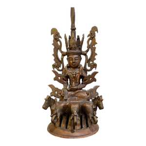 Mid 20th Century Indian Dhokra Bronze Surya Sun God Sculpture
