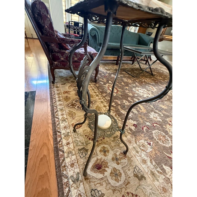1930s Vintage Victorian Brass and Marble Side Table/Plant Stand For Sale - Image 5 of 7