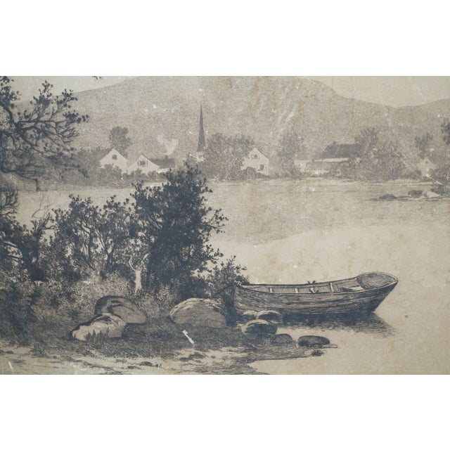 Antique Ernest C Rost Budds Lake New Jersey Eagles Cove Etching 28" For Sale - Image 11 of 13