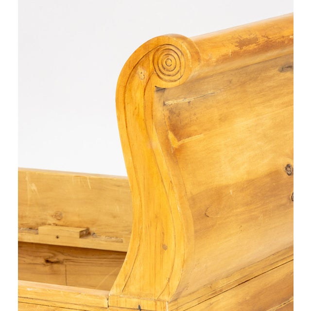 English Pine Sleigh Bed Frame For Sale - Image 4 of 10