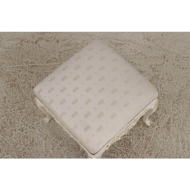 French Style Square Paint Decorated Ottoman or Stool For Sale In Philadelphia - Image 6 of 13