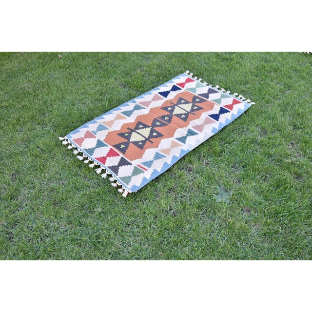 1980s Tribal Cream Geometric Kilim For Sale - Image 4 of 7