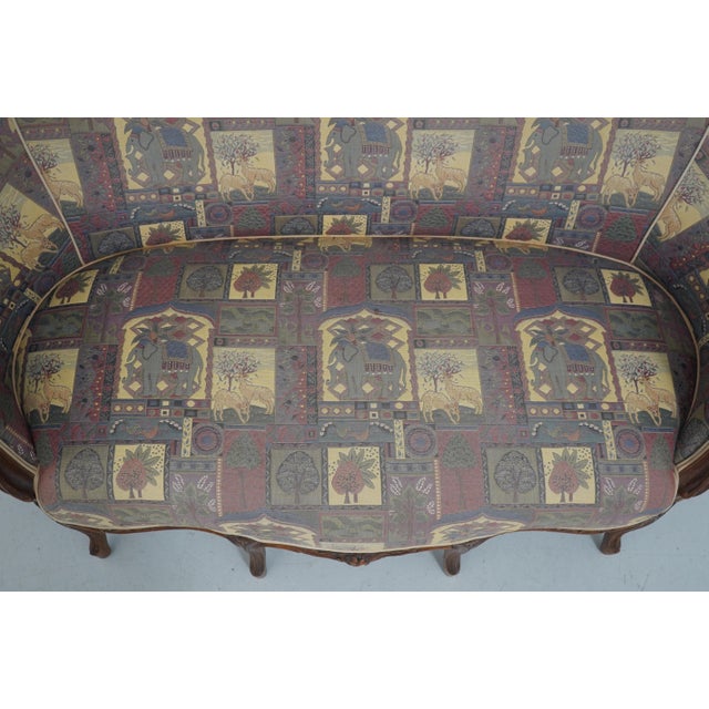 French 9 Leg Walnut Settee Loveseat For Sale - Image 12 of 18