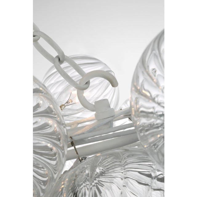 Talia Large Linear Chandelier in Plaster White with Clear Swirled Glass Designer: Julie Neill Canopy: 6" Round Mounting:...