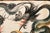 Fine vintage one stroke watercolor and ink painting depicting two divine dragons and calligraphy. Ink and watercolor on...