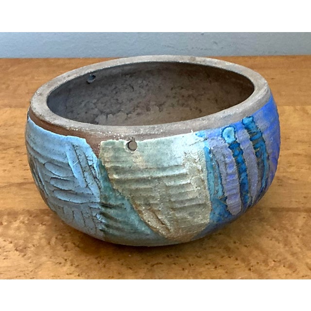 Vintage Original Studio Pottery Hanging Bowl For Sale - Image 4 of 12