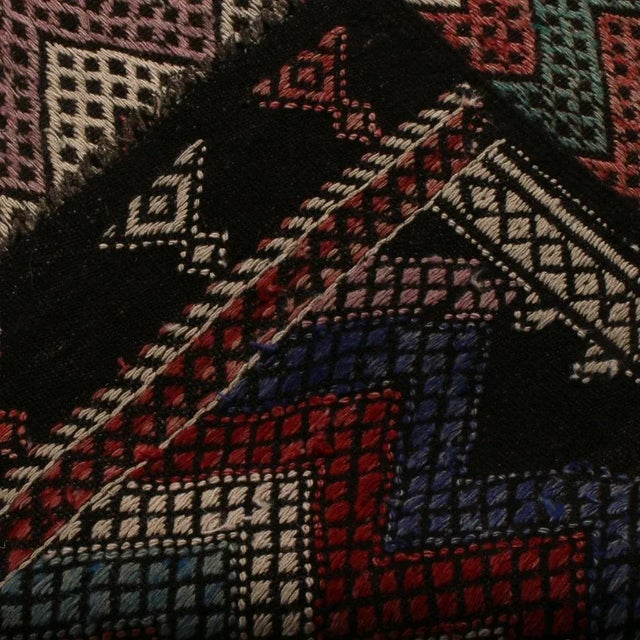 1950s Vintage Mid-Century Geometric Chevron Red Blue and Yellow Wool Kilim Rug For Sale In New York - Image 6 of 6