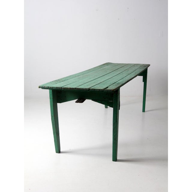 Antique Green Wooden Folding Table 8 Ft For Sale - Image 12 of 18