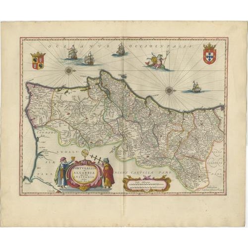 Gold Antique Iberia Map, 1642 For Sale - Image 8 of 9