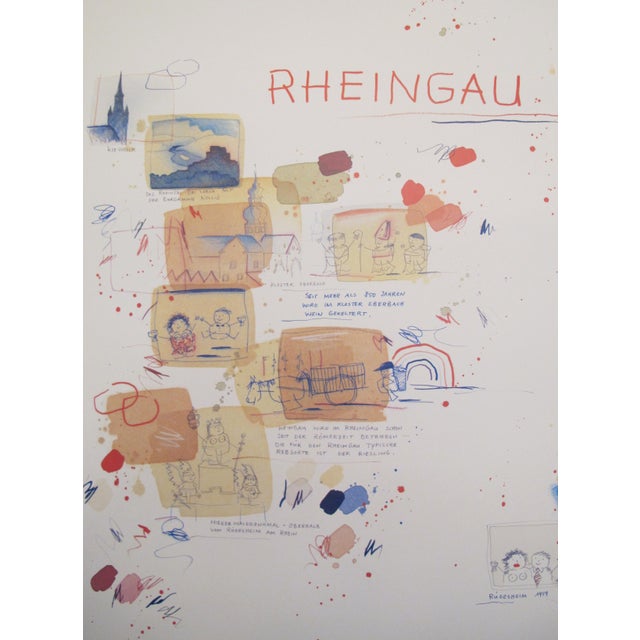 1980's Vintage Dutch Travel Poster, Rheingau, by Wilhelm Schlote For Sale - Image 4 of 4