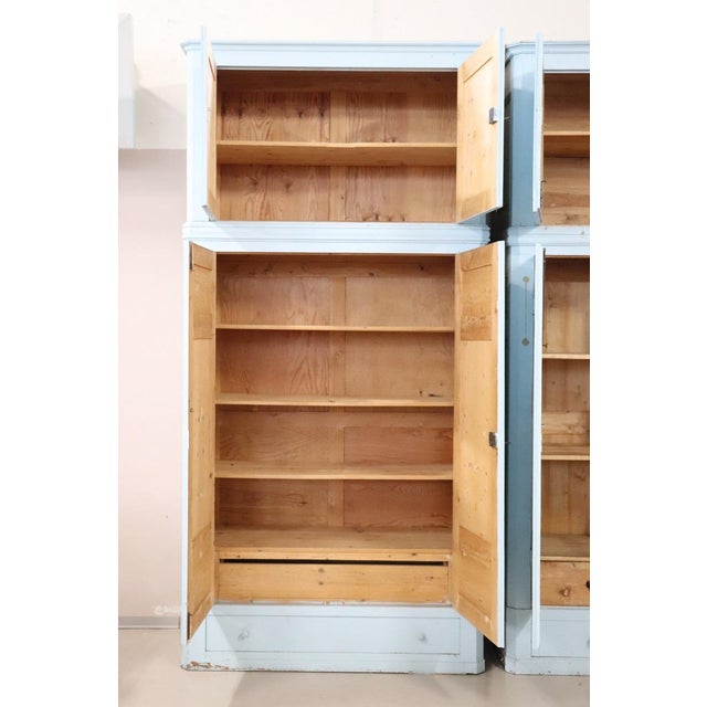 Antique Wardrobes in Lacquered Fir and Poplar Wood, 1800s, Set of 2 For Sale - Image 4 of 15