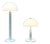 German Postmodern Table and Floor Lamps with Light Blue and White Swirl Pattern, 1980s, Set of 2 For Sale