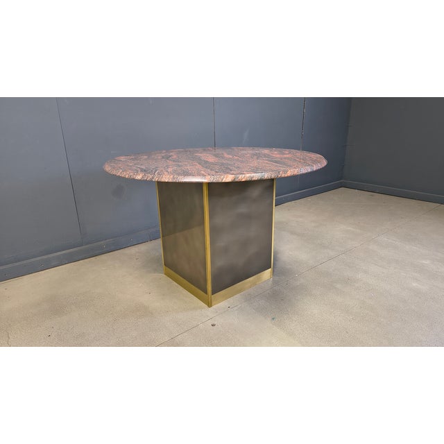 Vintage Round Granite and Brass Center Table from Belgo Chrom, 1970s For Sale - Image 11 of 18