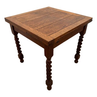 Antique Expanding Pub Kitchen Table Barley Twist Legs Quarter Sawed Oak For Sale