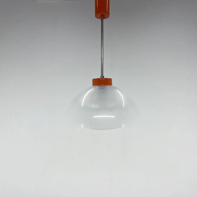Vintage pendant made of transparent plastic and pressed glass. Up to 250V (Europe/UK Standard).The wiring of this item may...