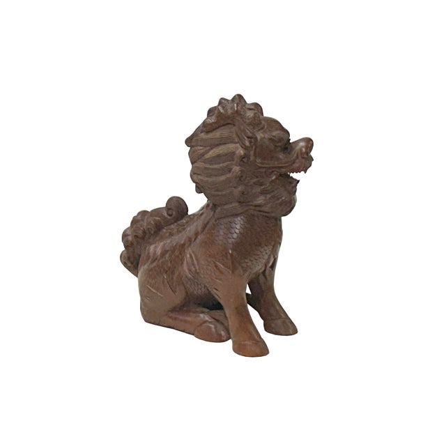 Auburn Vintage Chinese Boxwood Carved Kirin Fengshui Figure For Sale - Image 8 of 10