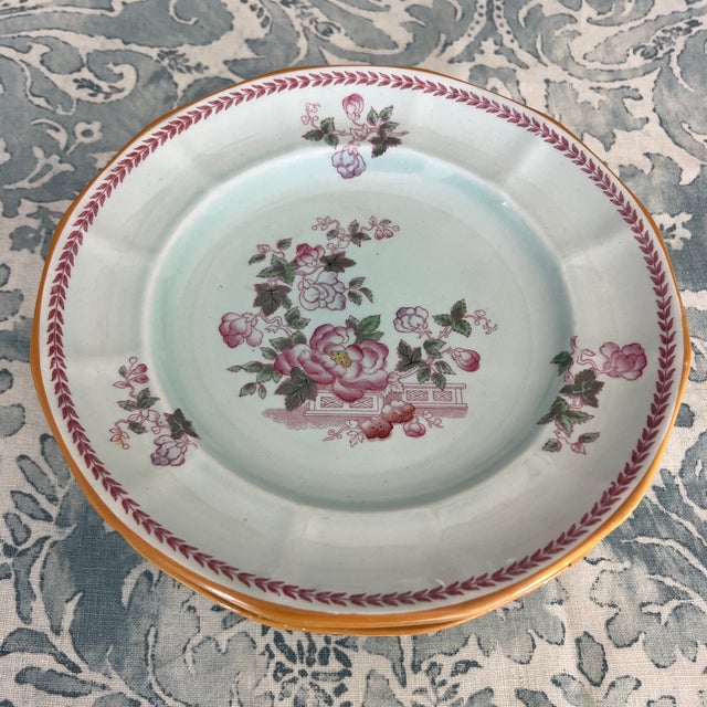 William Adams and Company Adams Calyxware 9” Luncheon Plates - Set of 9 For Sale - Image 4 of 5