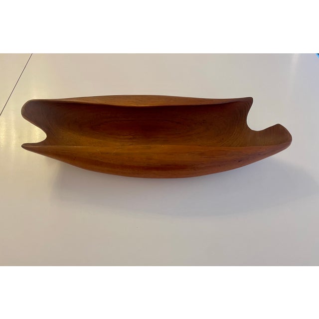 Wood Sculptural Wooden Bowl in Teak, 1950 For Sale - Image 7 of 10