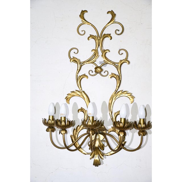 Gold 5-Light Wall Lamp in Golden Brown Iron For Sale - Image 8 of 12