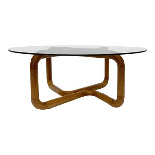 Danish Modern Biomorphic Teak Coffee Table, Uldum Møbelfabrik Smoked Glass Top For Sale