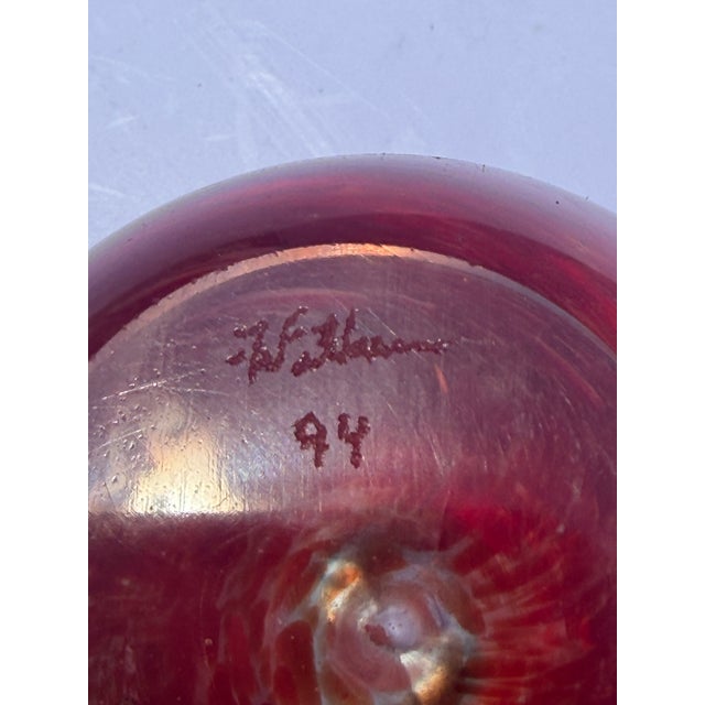 1994 Hand-Signed Richard Blenko Ruby Red Glass Apple Paperweight - Model #882 For Sale - Image 10 of 12